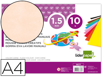 10h. goma EVA Liderpapel A4 60g/m² espesor 1,5mm. carne